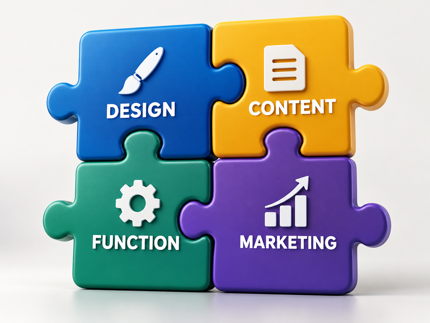 PuzzlePiece Puzzle pieces representing design, content, function and marketing working together